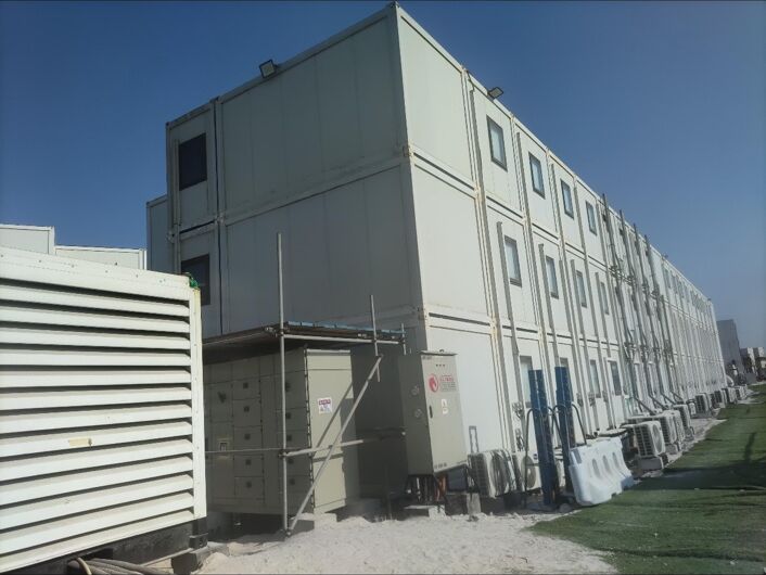 Modular accommodation building exterior in daylight